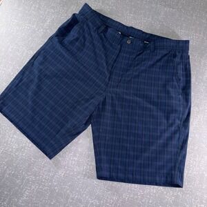 FootJoy Mens Blue Plaid Performance Golf Shorts Size 38 Stretch Moisture Wicking